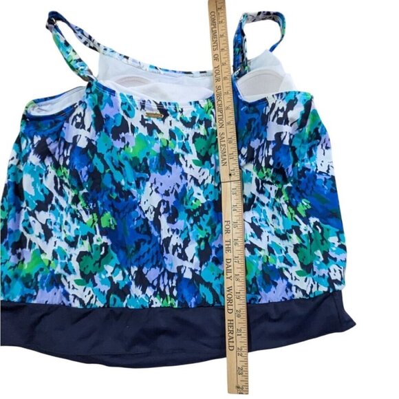 Liz Claiborne Womens Size 22WBlue & Green Tankini Swim Top Nylon/Spandex - Picture 6 of 8